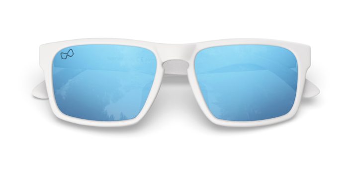 Makan Jr - Matte White | Bright Sky Rectangular Kids Sunglasses